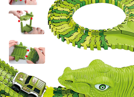 Dino Racebaan | Inclusief Twee Jeeps | 320 Delen | Groen