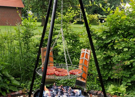 Muntel® BBQ Tripod - Driepoot -Inclusief Pot - Inclusief Rooster - Inclusief Vis Rookplankjes - Inclusief Vuurschaal - 65 x 180 cm