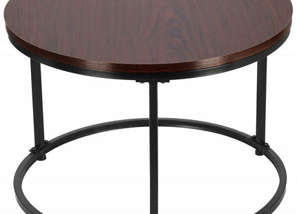 Salontafel | Salontafel Set | Rond | 2-Delig | Zwart/Donkerbruin