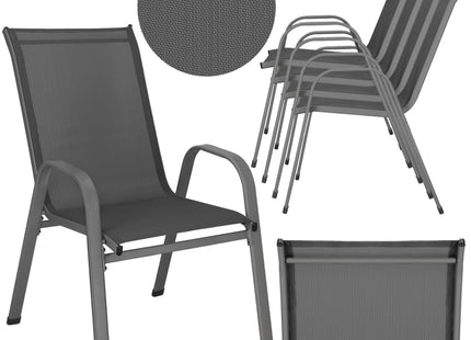 Tuinstoel | Tuinstoelen | Tuinstoel Buiten | Staal | Textiel | 4 Stuks | 120 Kg | Donkergrijs