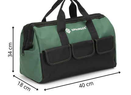 Gereedschapstas - Werkplaatstas - Gereedschapsorganizer - Vakken - Zwart/Groen - 40x18x34 cm