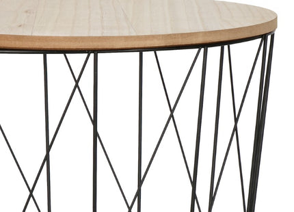 Salontafel | Salontafel Rond | Bijzettafel | 1 Stuk | 45 cm | Zwart/Hout
