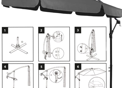Parasol | Parasols | Kantelbaar | Met Ventilatie | Donkergrijs | Ø300 CM