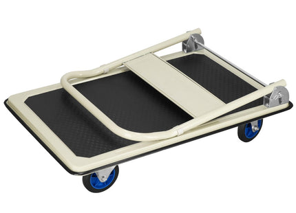 Transportwagen | Plateauwagen | Platformwagen | 90 x 60 x 85 cm | Zwart/Crème/Blauw