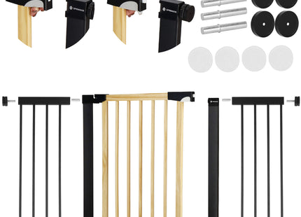 Traphekje | 75 - 124 cm | Traphek | Veiligheidshekje | Metaal | Hout | Zwart/Bruin
