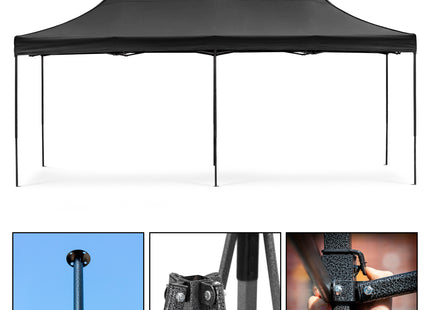 Partytent - 600x300x310xcm - Hoogte Verstelbaar - PVC - Polyester - Harmonica- Frame - Zwart