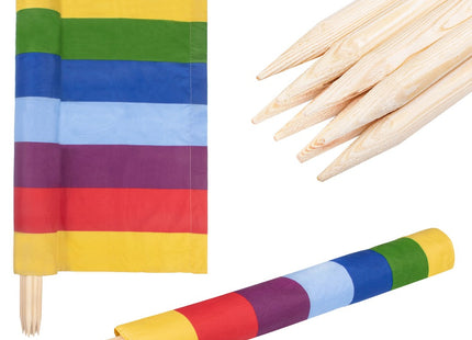 Strand Windscherm Met Stokken | Windscherm Strand | Windscherm Camping | 15 Meter | Multicolor gestreept