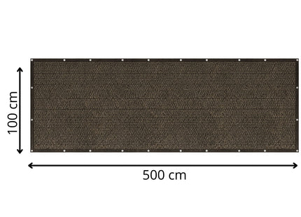 Balkonscherm - Privacyscherm - Hoge Kwaliteit - Waterbestendig - UV-bescherming - 1x5 m - 95% - Bruin - Polyethyleen