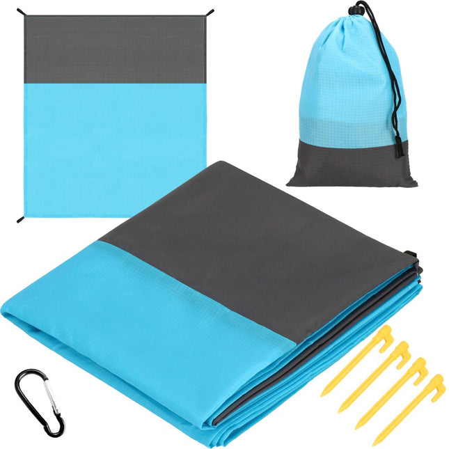 Strandmat | Strandkleed | Picknickkleed | 200 x 210 cm | Blauw/Grijs