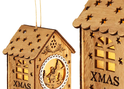 Kersthanger | Kerstversiering | Kerstboomhanger | Lichtgevend | Huis | Sneeuwpop | 9 cm