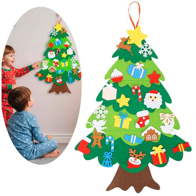 Decoratieve Kerstboom  | Kerstdecoratie | Vilt | 93 Cm | Veelkleurig