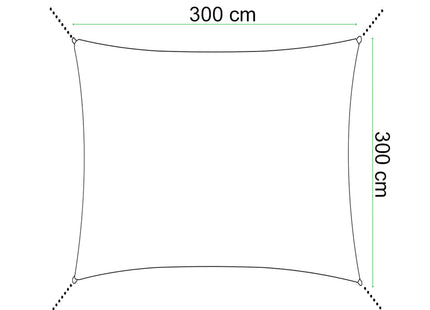Schaduwdoek | Zonnezeil | Vierkant | 3 x 3 m | 90% Schaduw | Crème | 160 g/m2