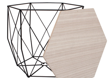 Salontafel | Salontafel Hexagoon | Bijzettafel | 1 Stuk | 38,5 cm | Zwart/Licht Hout