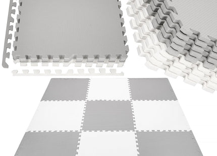 Speelmat | Speelmat Foam | Puzzelmat | 9 Puzzelstukken | 179 x 179 cm | Grijs/Wit