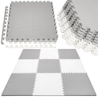 Speelmat | Speelmat Foam | Puzzelmat | 9 Puzzelstukken | 179 x 179 cm | Grijs/Wit
