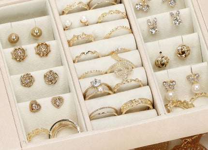 Sieradendoos | Juwelendoos | 3 Lagen | 17,5X13,5X12 CM | Creme