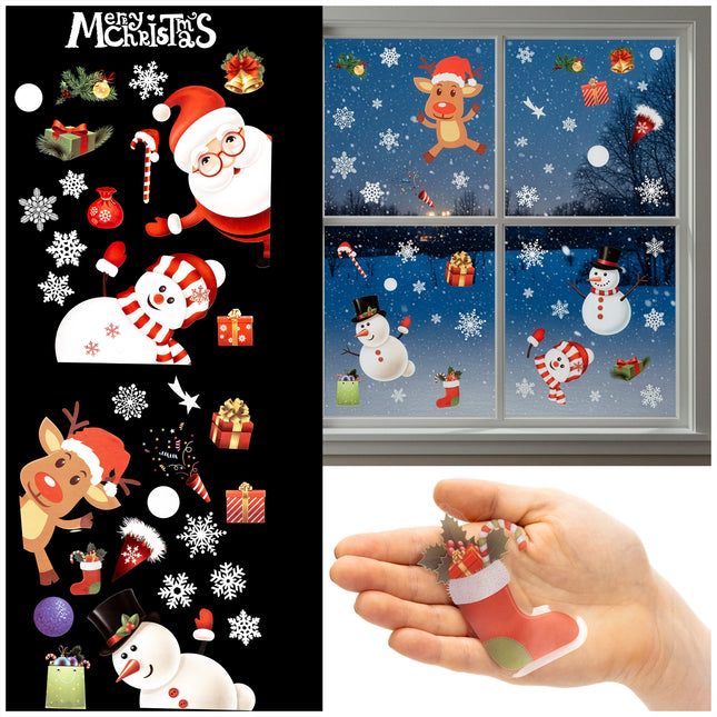 Raamstickers – Kerst – Kerst Stickers – Raamstickers Kinderen – Kerstversiering voor Binnen – Kerstdecoratie – 62 stuks