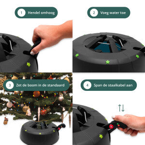 Kerstboomstandaard - Uniek Design - Extra Stevig - 5 Jaar Garantie - Gerecycled Plastic - Zwart - Tot 300 CM - Ø 37 CM