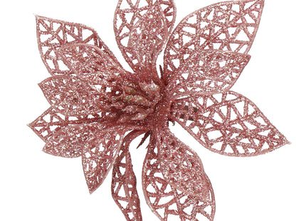 Kerstboomhanger | Met Clip | Ster van Bethlehem | Roze Glitter | 11 Cm
