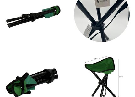 Campingkrukje | Opvouwbaar | Inclusief Draagriem | Groen/Zwart