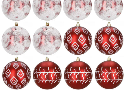 Kerstballen | 12 Stuks | 6 cm | Rood/Wit