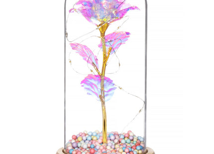 Roos | Valentijn | Rozen | LED | 22 cm | Goud/Kristal/Naturel | Warm wit