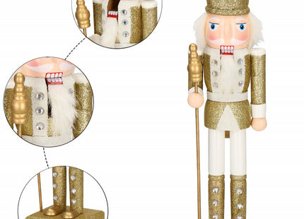Notenkraker Kerst | 38 cm | Goud/Wit/Glitter