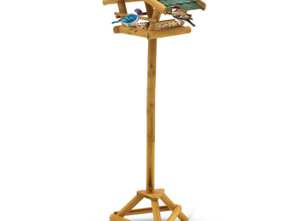 Vogelvoederhuis - Vogelvoederplek - Verlichting - Led - Zonne Energie - Vogelvoeding - Staand - Bruin - 28 x 37 x 120 cm