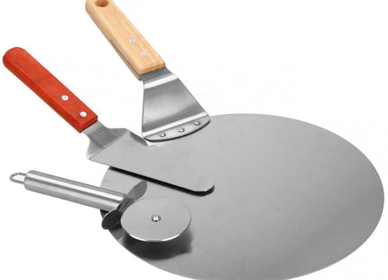 Pizzaschep | Pizzasnijder | Spatel | 25 cm | Naturel/Zilver