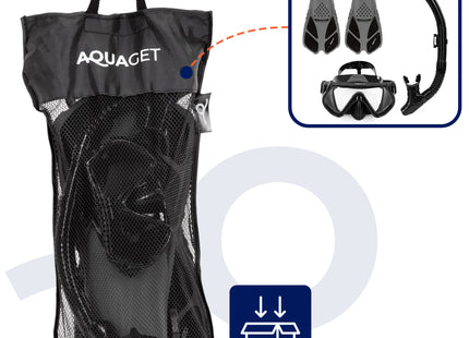 Snorkelset - Duikset - Snorkelmasker - Vinnen - Duikbril - Snorkel - Face Masker -  DRY Top - 42 -47