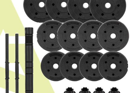 Dumbellset - 20 KG - Halter Verlengstuk - Verstelbaar - Complete Set - Thuis Sporten - Zwart