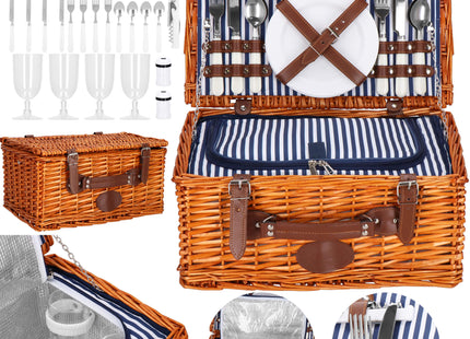Picknickmand - Servies - Thermisch - Riet - Bruin - 42 x 27 x 20 cm