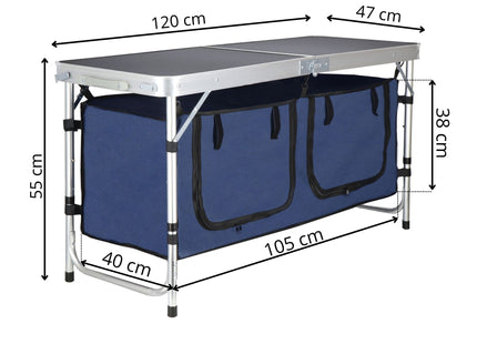Campingtafel - Vouwtafel - Inklapbaar - Verstelbaar - Inclusief Stoelen -  120x47x55  - Wit