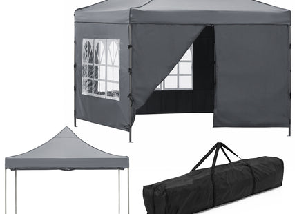 Partytent - 300x300xcm - Hoogte Verstelbaar - PVC - Polyester - Harmonica- Frame -Donkergrijs