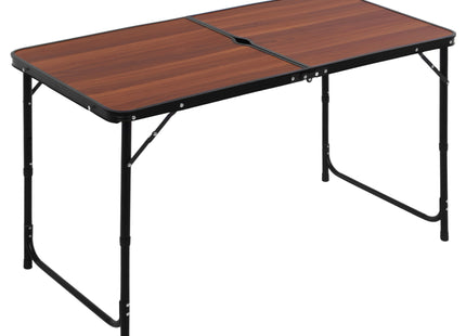 Klaptafel - Kampeertafel - Campingtafel - Verstelbaar - Opvouwbaar -  120 x 60 x 70 cm - Bruin/Zwart