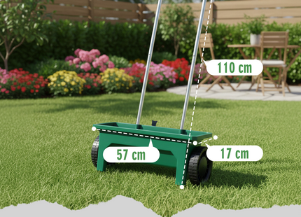 Strooiwagen | Strooikar | Zoutstrooier | Verstelbaar | Winter | Zout | Ijs | Tuin | Terras | 12 L