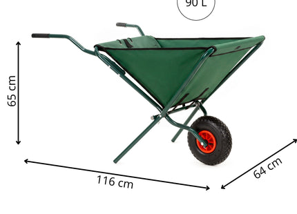 Kruiwagen | Opvouwbaar | Kruiwagenwiel | 50L | 30kg Draagvermogen | Groen