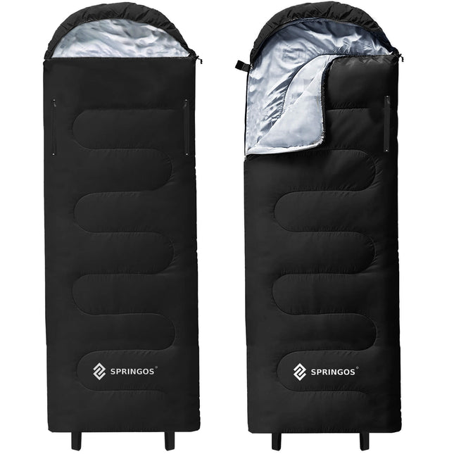 Slaapzak | Wandel Slaapzak | Dekenmodel | Capuchon | Inclusief Draagtas | 220x80 cm| Grijs / Zwart