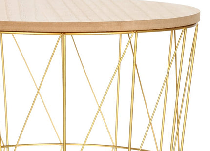 Salontafel | Salontafel Rond | Bijzettafel | 1 Stuk | 45 cm | Goud/Hout