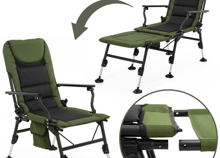 Campingstoel | Visstoel | Opvouwbaar | Groen | Staal | Polyester |  81 x 57 x 100 cm | 140 Kg