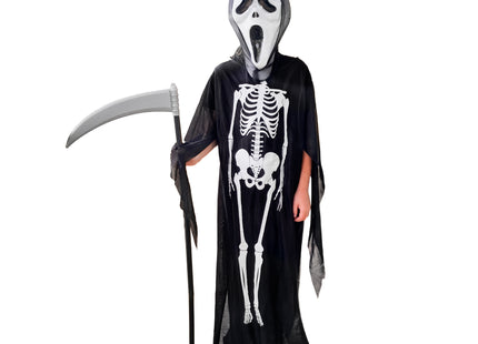 Halloweenkostuum voor kinderen - Doodskostuum met masker - Cape -  Zeis - Grim Reaper