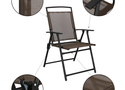 Tuinstoelen | Tuinstoelen | Verstelbare Rugleuning | Inklapbaar | Aluminium & Textileen | 2 Stuks | Bruin/Zwart