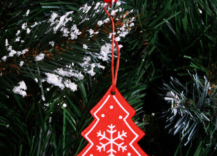 Kersthanger | Kerstbomen | Rood | Hout | 4.5 cm | 3 Stuks