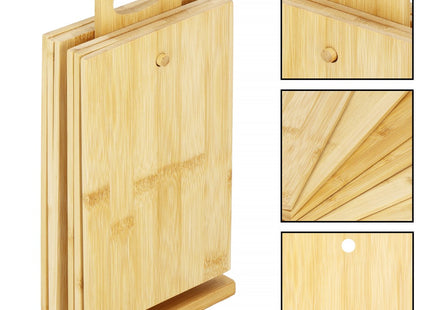 Snijplank | Snijplankenset met Houder | Bamboe Snijplank | 6-delig | 22 x 14 cm | Naturel