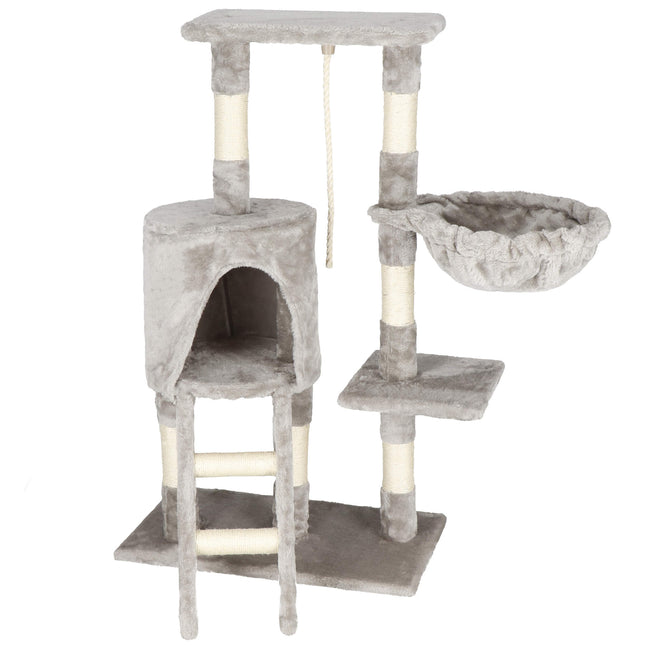 Krabpaal - 5 Etages - Voor Katten - Toren - Meubelbescherming - 56 x 30 x 96 cm - Grijs/ Creme