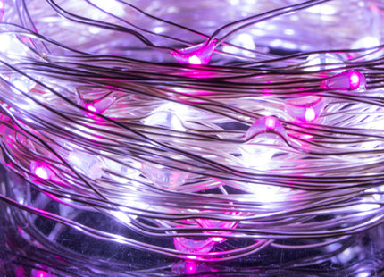 Kerstboomverlichting - 20 LED - Microdraden - 1.9 M - Koud Wit/Roze