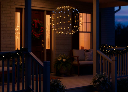 Lichtbol - Kerstversiering - Warm Wit - Witte Flash Optie - Indoor & Outdoor - 112 Led - 44 x 38 x 2 cm cm - Metaal