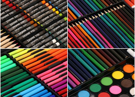 Tekendoos | Tekenkoffer Kinderen | 258 Delig | 47 x 45 x 4 cm | Zwart
