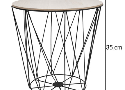 Salontafel | Salontafel Rond | Bijzettafel | 1 Stuk | 35 cm | Zwart/Licht Hout