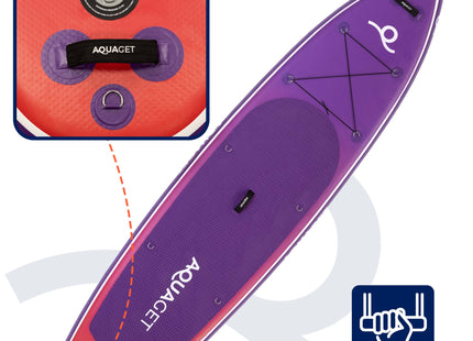 SUP Board - Opblaasbaar Paddle Board - Met Tas - Met Zitje -Inclusief Accessoires - Complete Set - Max. 220KG - 350x83,5cm - Paars/Rood